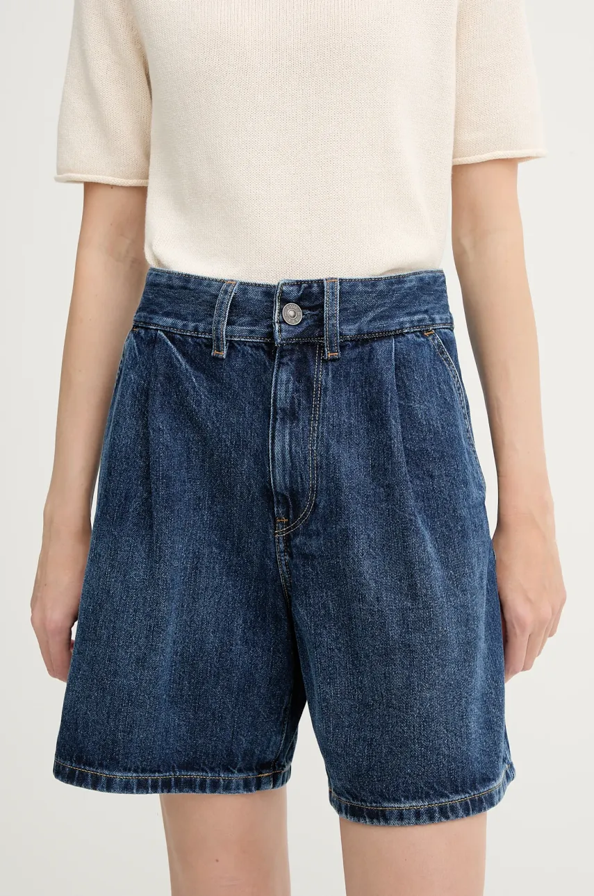 Levně Džínové šortky G-Star Raw dámské, tmavomodrá barva, high waist, D25985-D788