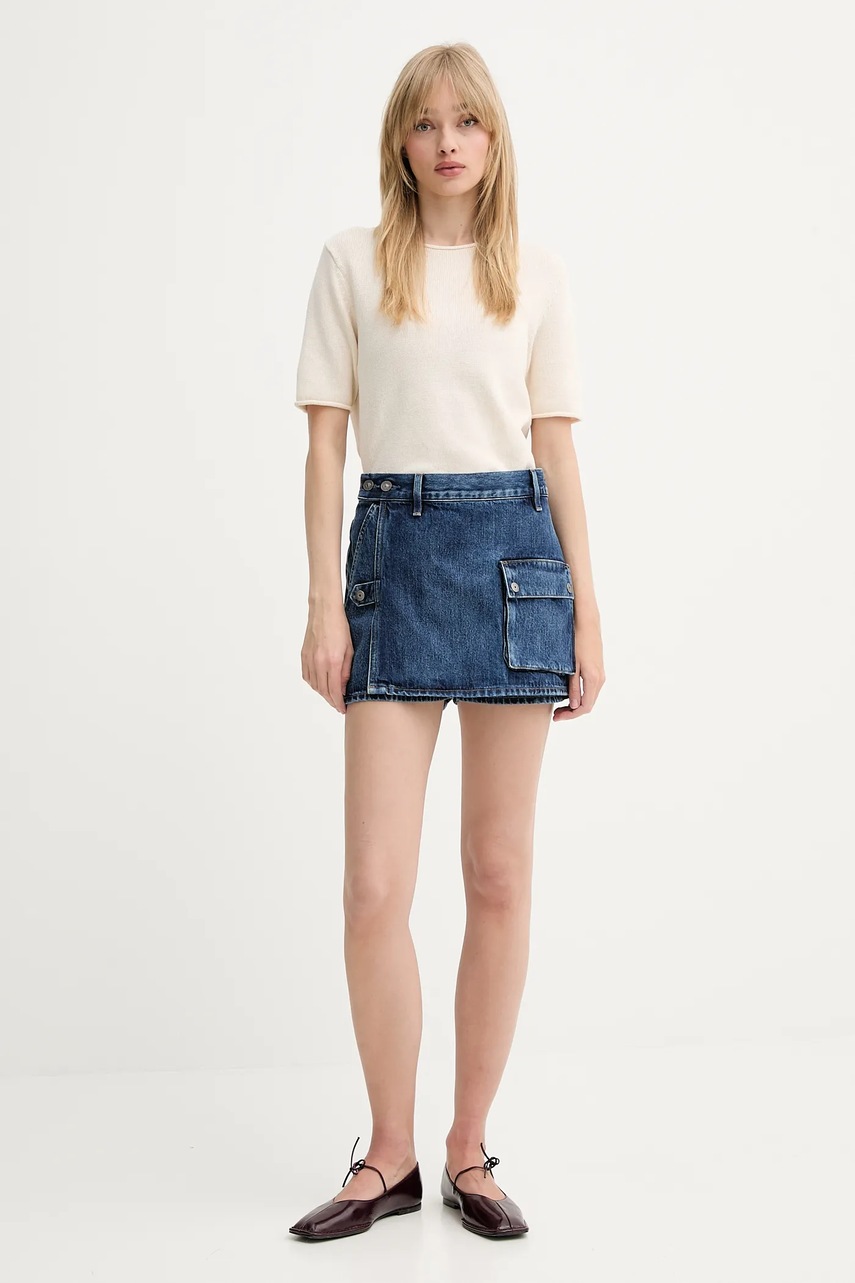 Джинсовые брюки-юбка G-Star цвет синий однотонные высокая посадка D26173-D788