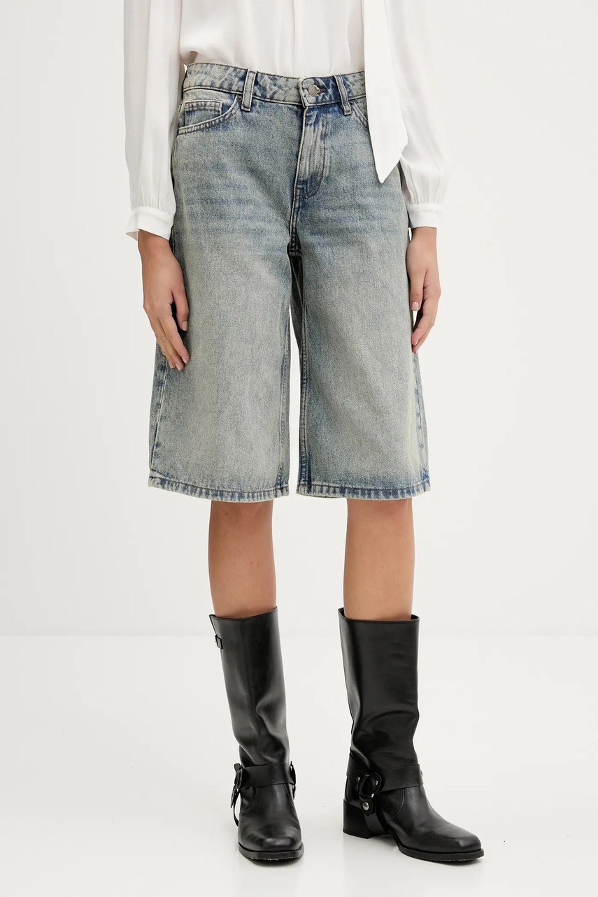 Levně Džínové šortky Guess Originals dámské, modrá barva, high waist, W5GD1K D5MKB
