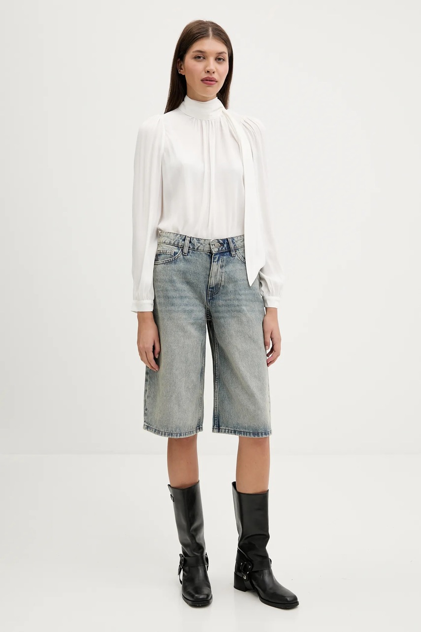 Джинсовые шорты Guess Originals однотонные высокая посадка W5GD1K D5MKB