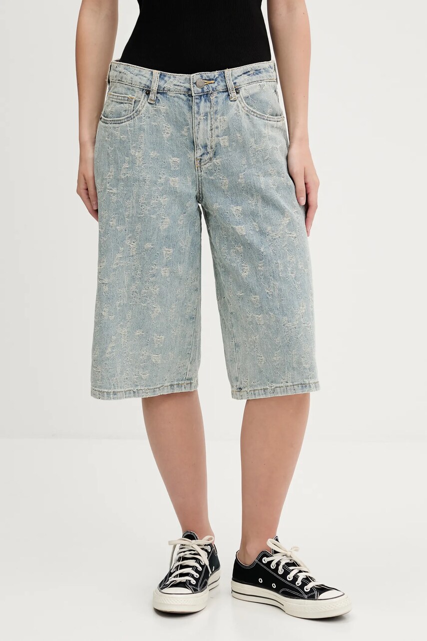 Levně Džínové šortky Guess Originals dámské, modrá barva, medium waist, W5GD1K D5OTA