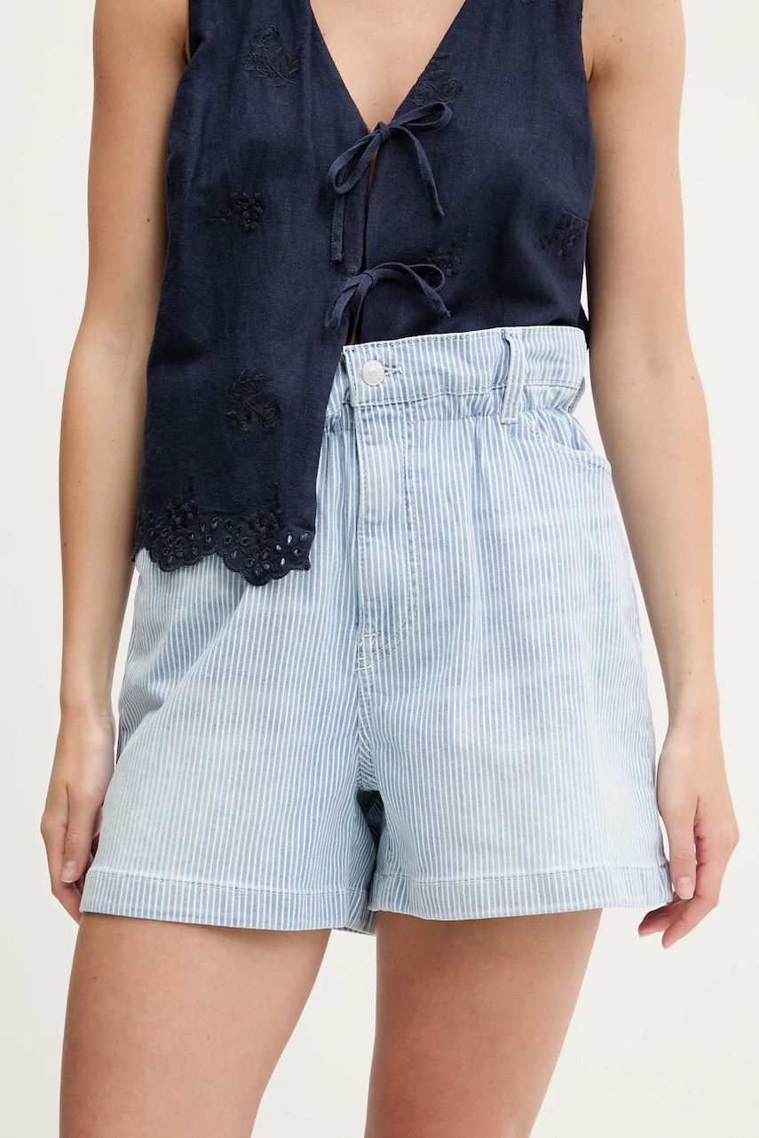 Levně Džínové šortky Tommy Jeans dámské, modrá barva, high waist, DW0DW20085