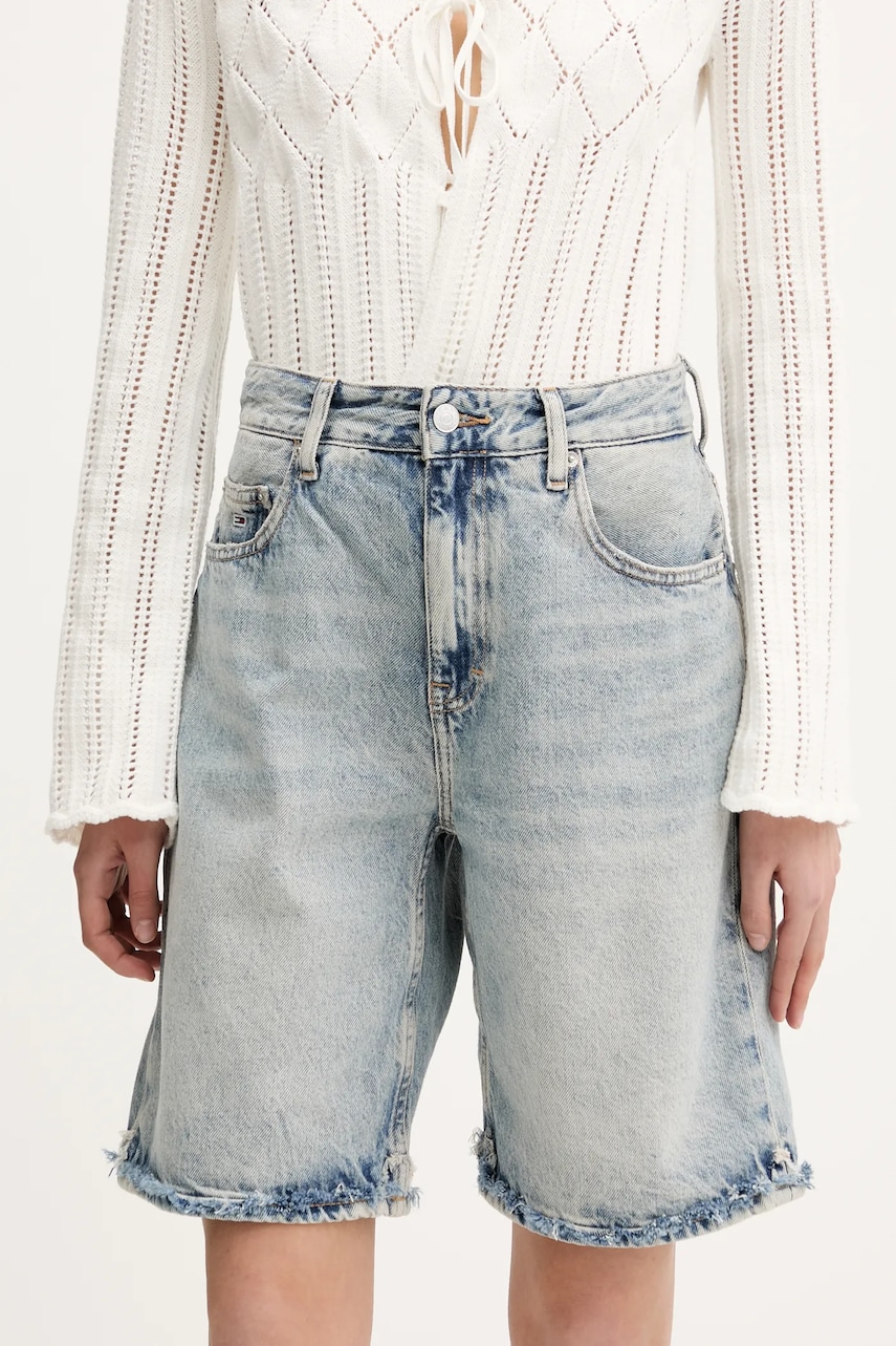 Tommy Jeans pantaloni scurti jeans uni, high waist, DW0DW20086