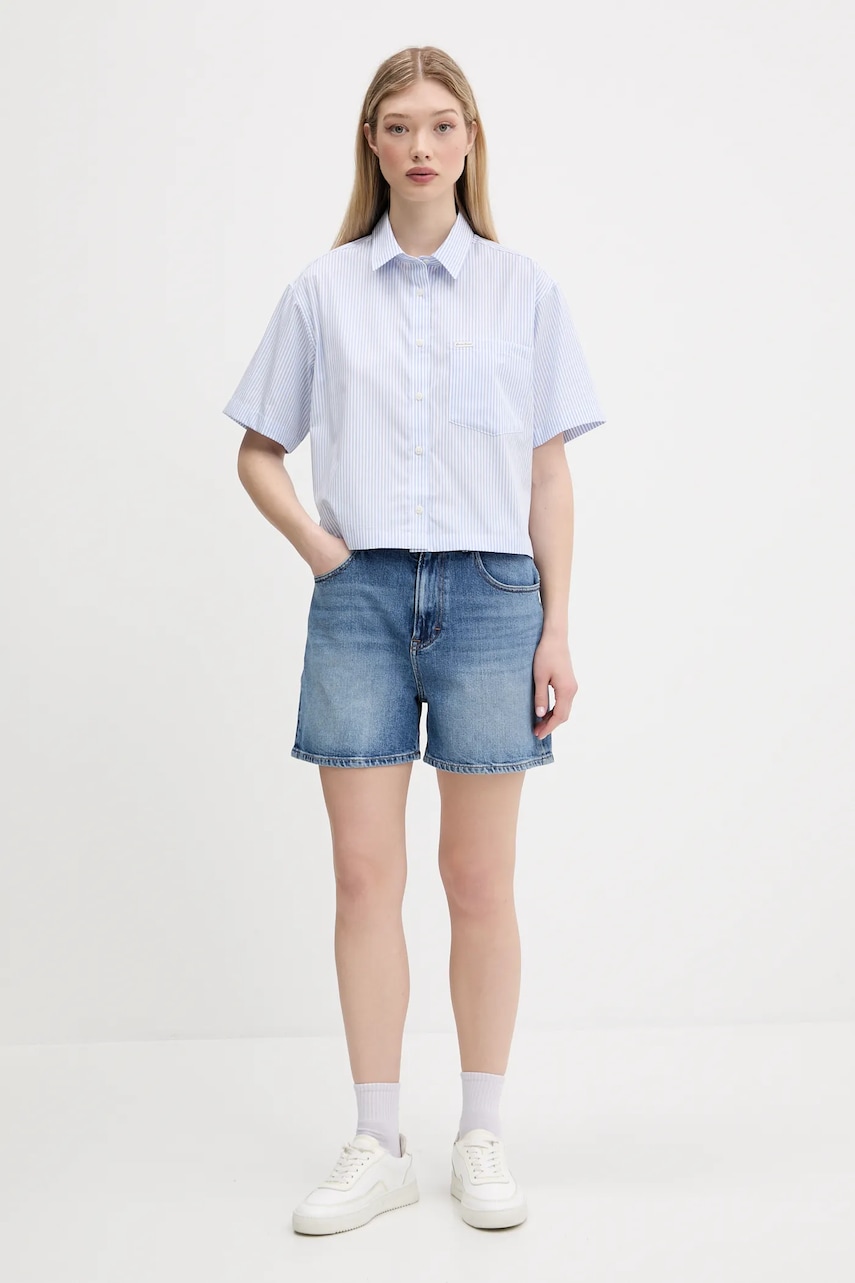 Джинсовые шорты Tommy Jeans однотонная высокая посадка DW0DW20092 Джинсовые шорты Tommy Jeans однотонная высокая посадка DW0DW20092