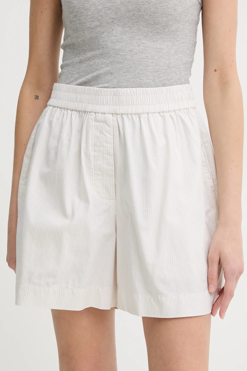 Herskind pantaloni scurți din bumbac Alma femei, culoarea bej, cu imprimeu, high waist, 5564172 Herskind pantaloni scurți din bumbac Alma femei, culoarea bej, cu imprimeu, high waist, 5564172