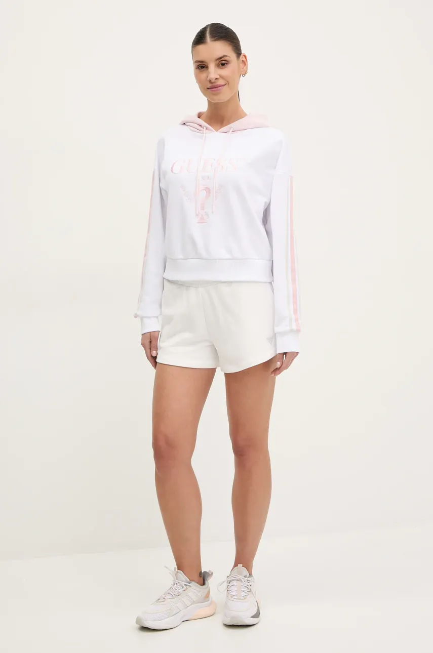 Хлопковые шорты Guess PRIMULA женские цвет белый однотонные средняя посадка V5GD07 KCRP0 Хлопковые шорты Guess PRIMULA женские цвет белый однотонные средняя посадка V5GD07 KCRP0
