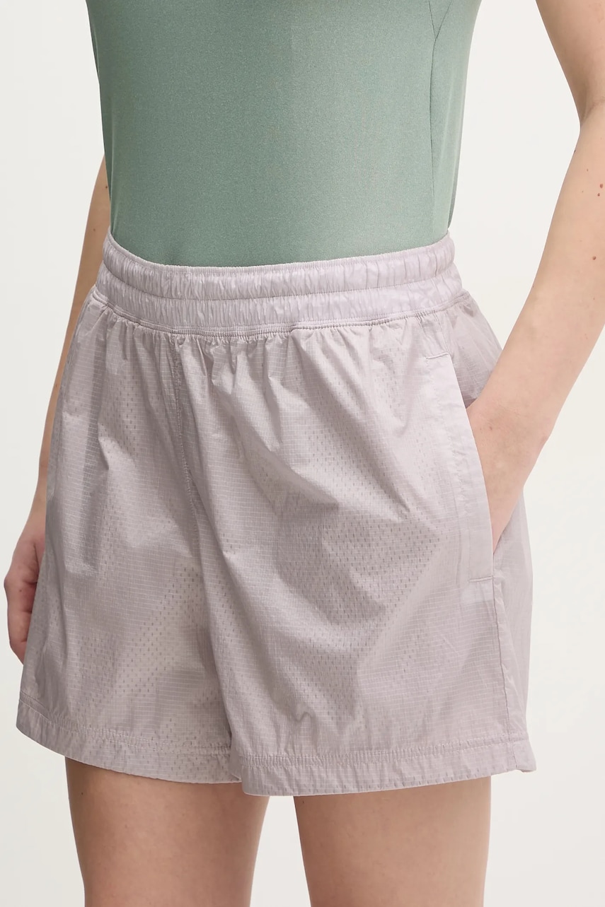 Under Armour pantaloni scurți de antrenament Rivan culoarea gri, neted, medium waist, 1389628 Under Armour pantaloni scurți de antrenament Rivan culoarea gri, neted, medium waist, 1389628
