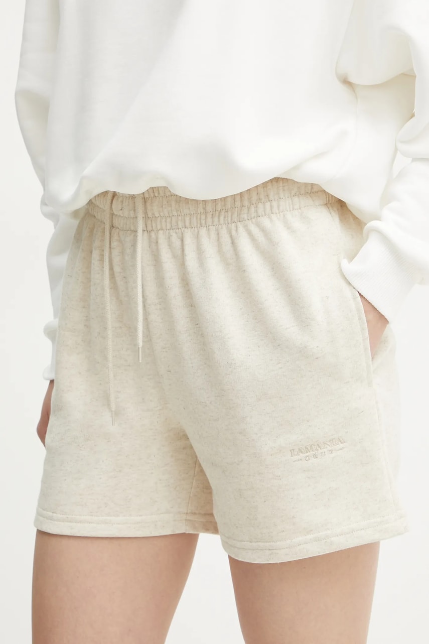 La Mania pantaloni scurti femei, culoarea bej, neted, high waist, DAISY La Mania pantaloni scurti femei, culoarea bej, neted, high waist, DAISY