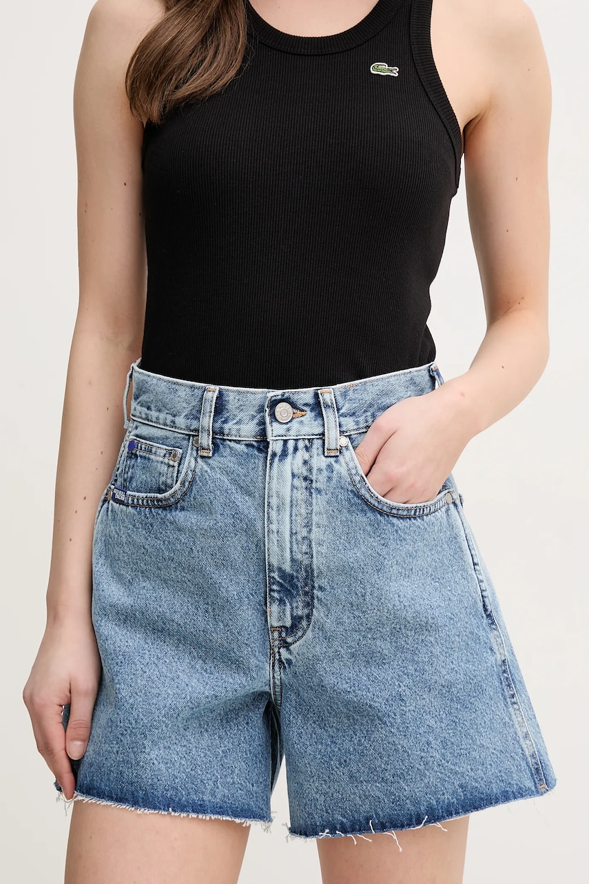 Red Bull Racing x Pepe Jeans pantaloni scurti jeans BOXY SHORT femei, neted, high waist, RL800004R17 Red Bull Racing x Pepe Jeans pantaloni scurti jeans BOXY SHORT femei, neted, high waist, RL800004R17