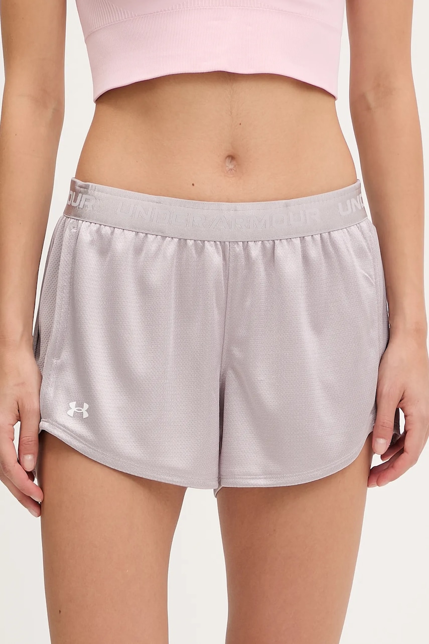 Under Armour pantaloni scurți de antrenament Tech Play culoarea violet, uni, high waist, 1389883