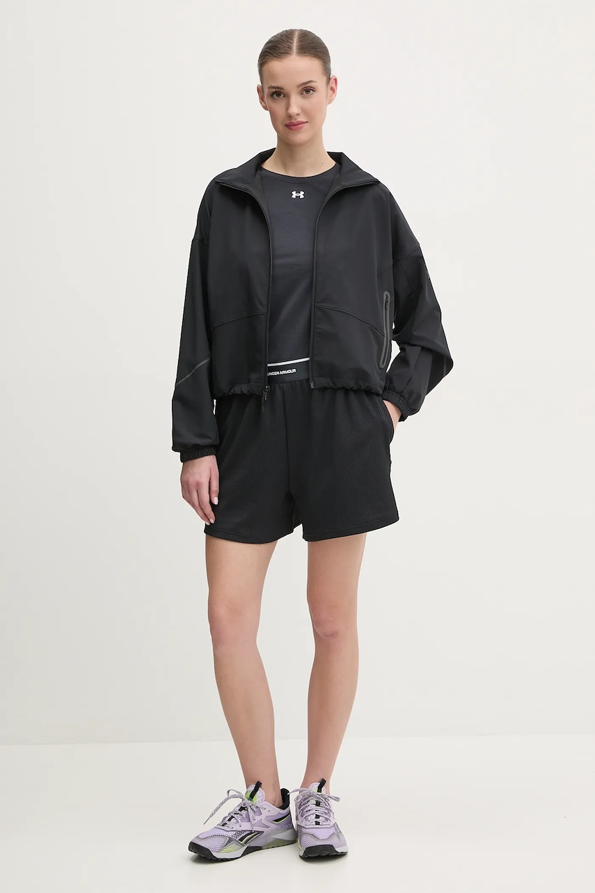 Тренировочные шорты Under Armour Meridian цвет чёрный с принтом высокая посадка 1390242 Тренировочные шорты Under Armour Meridian цвет чёрный с принтом высокая посадка 1390242
