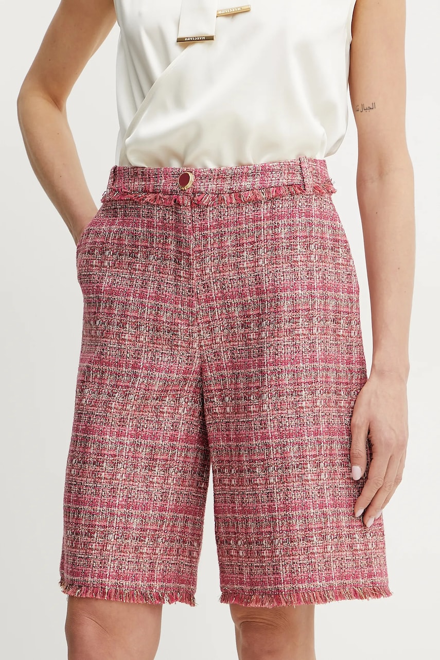 Levně Kraťasy Marciano Guess CLAUDIA dámské, růžová barva, vzorované, high waist, 5GGD33 7302A