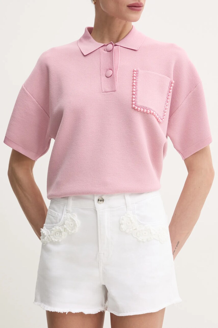 Levně Kraťasy Liu Jo dámské, bílá barva, s aplikací, high waist, WA5460.T4033