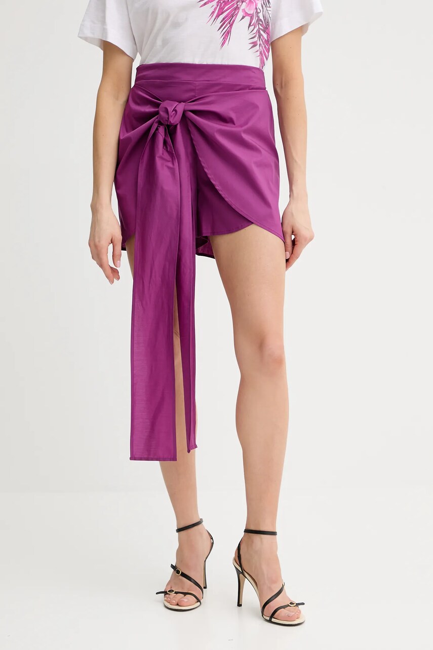 Levně Kalhotová sukně Liu Jo fialová barva, hladká, high waist, VA5071.TS330