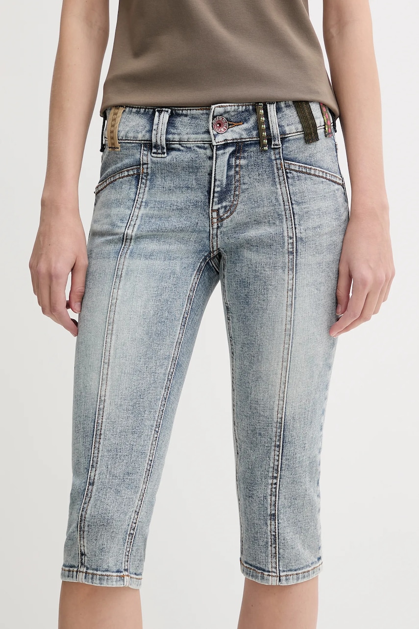 Miss Sixty pantaloni scurți jeans uni, high waist, 6S2JJ1250T