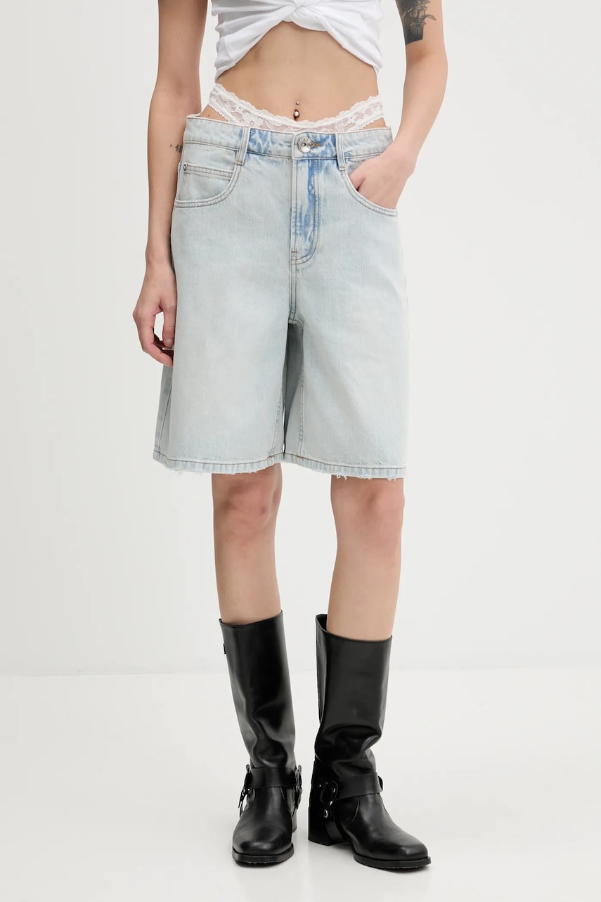 Miss Sixty pantaloni scurți jeans uni, high waist, 6S2JJ04800