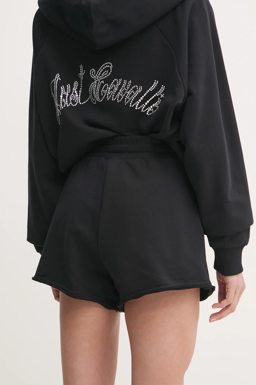 Βαμβακερό σορτσάκι Just Cavalli χρώμα: μαύρο, 78PADE08 CF100 φωτογραφία