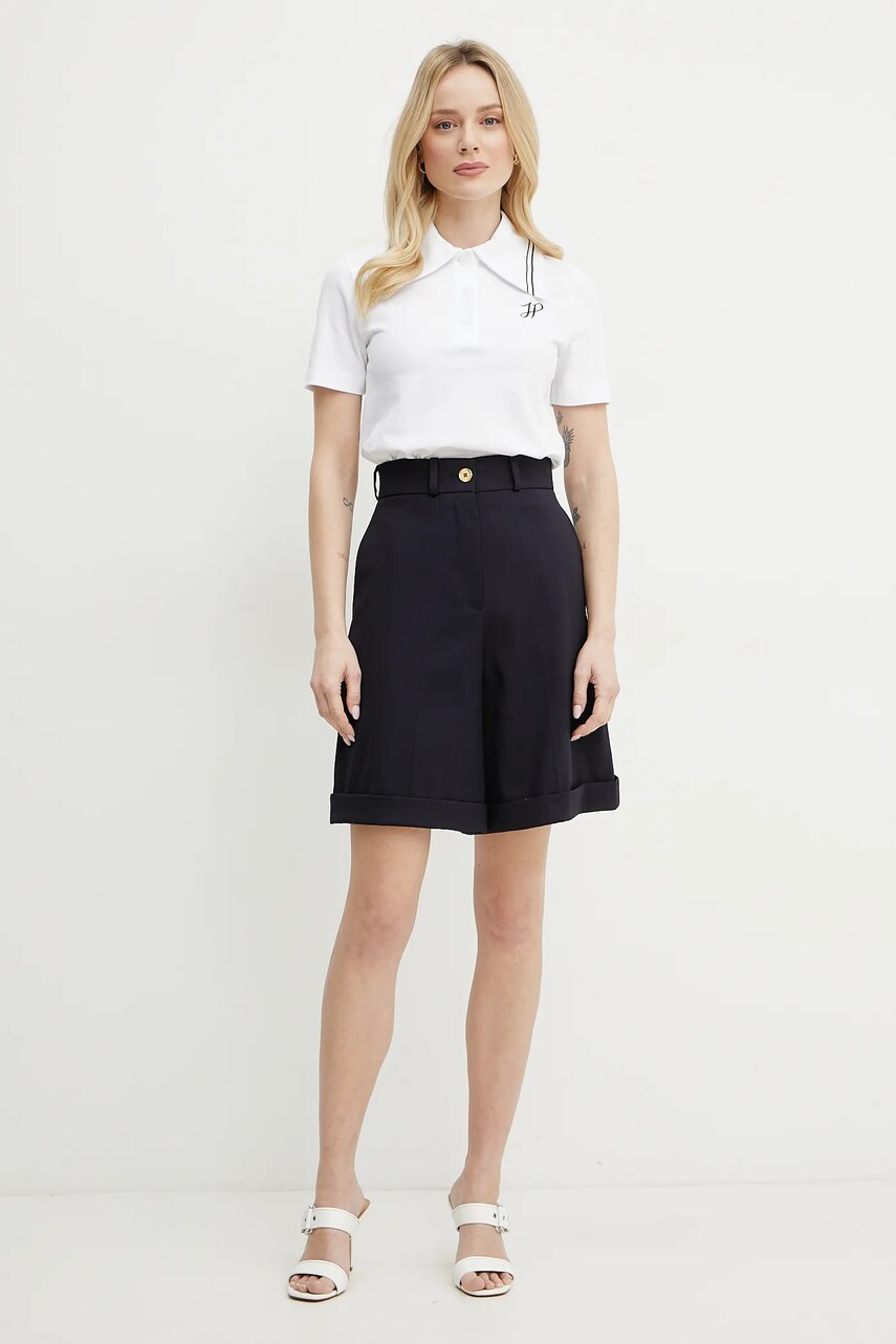 Шерстяные шорты Patou женские цвет синий однотонные высокая посадка TR0530103 Шерстяные шорты Patou женские цвет синий однотонные высокая посадка TR0530103