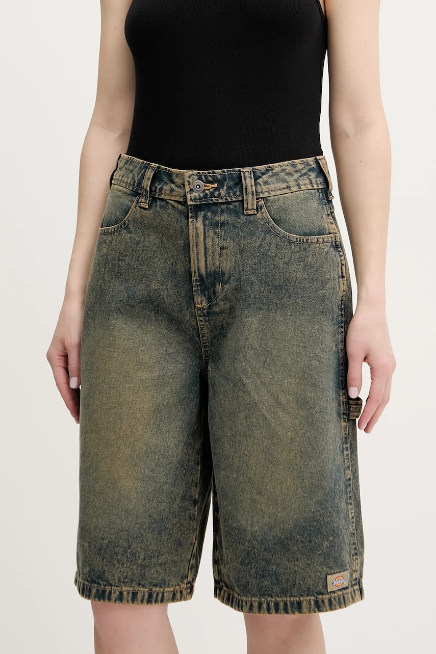 Dickies pantaloni scurti jeans uni, high waist, DK0A4Z85K581