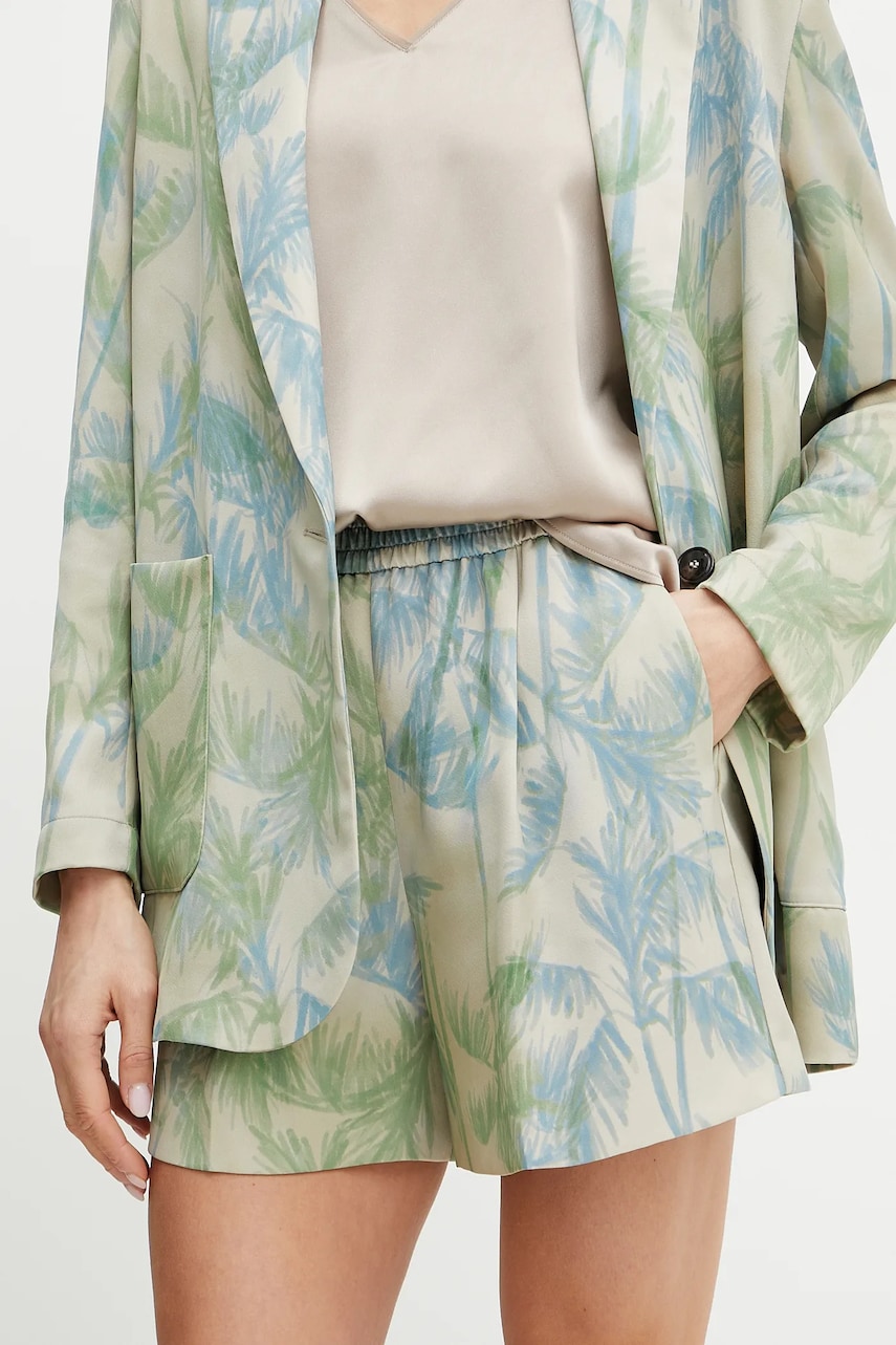 MAX&Co. pantaloni scurți femei, culoarea bej, cu imprimeu, high waist, 2516141013200 MAX&Co. pantaloni scurți femei, culoarea bej, cu imprimeu, high waist, 2516141013200