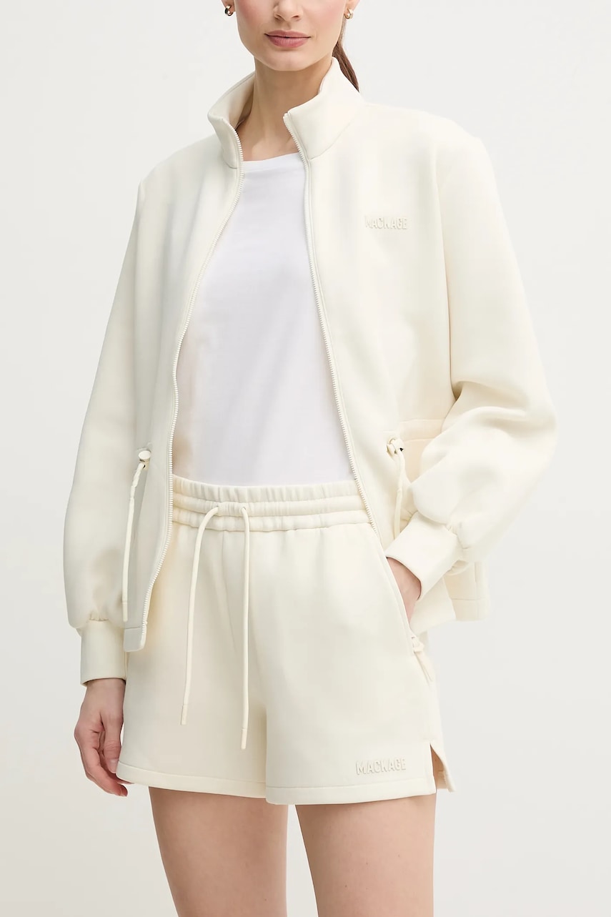 MACKAGE pantaloni scurti femei, culoarea bej, neted, medium waist, SUMMER.R