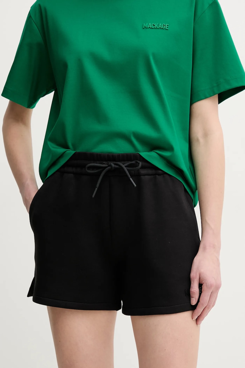 MACKAGE pantaloni scurti femei, culoarea negru, neted, medium waist, SUMMER.R