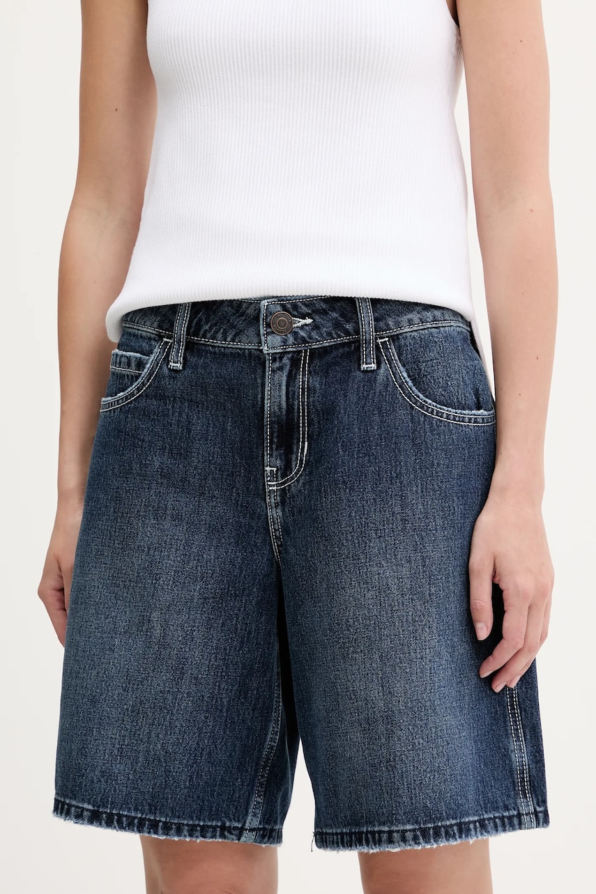 Levně Džínové šortky Hollister Co. dámské, tmavomodrá barva, high waist, KI349-5221
