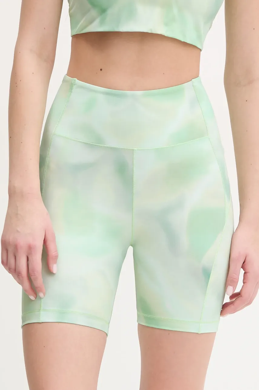 Casall pantaloni scurți de antrenament culoarea verde, neted, high waist, 25040