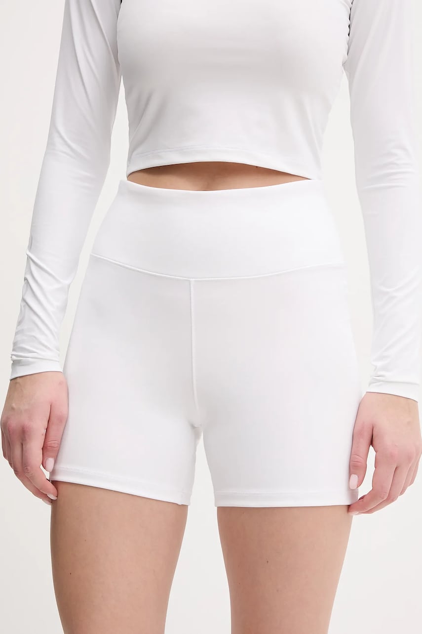 Casall pantaloni scurți de yoga Grace culoarea alb, neted, high waist, 25058 Casall pantaloni scurți de yoga Grace culoarea alb, neted, high waist, 25058