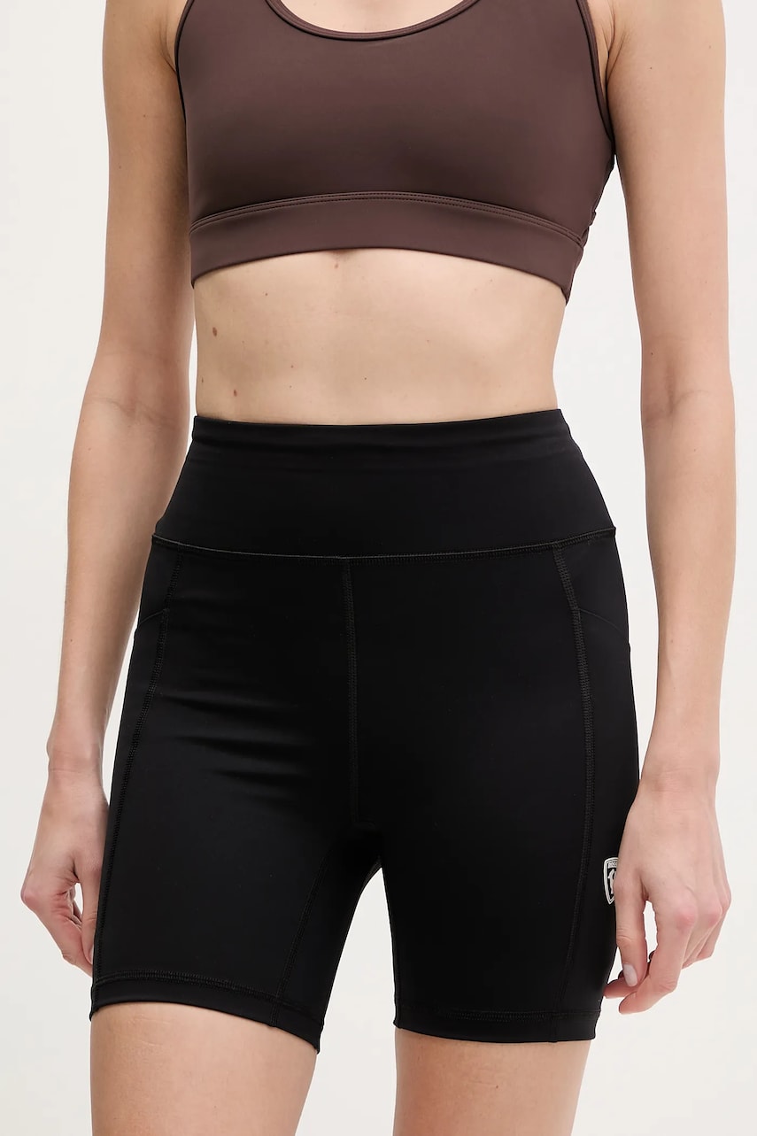 Rossignol pantaloni scurti Sapa femei, culoarea negru, neted, high waist, RLNWP18 Rossignol pantaloni scurti Sapa femei, culoarea negru, neted, high waist, RLNWP18