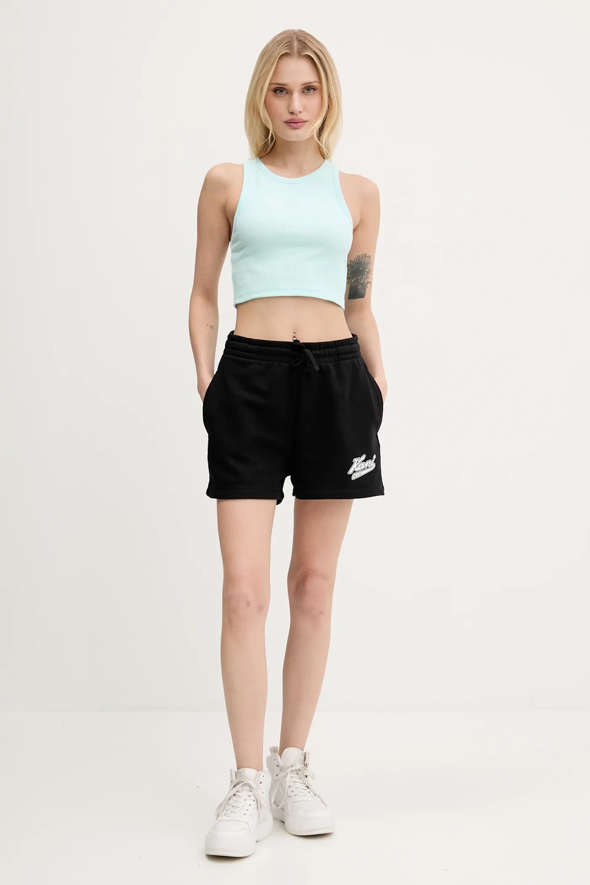 Шорты Karl Kani цвет чёрный с принтом высокая посадка PD00005436