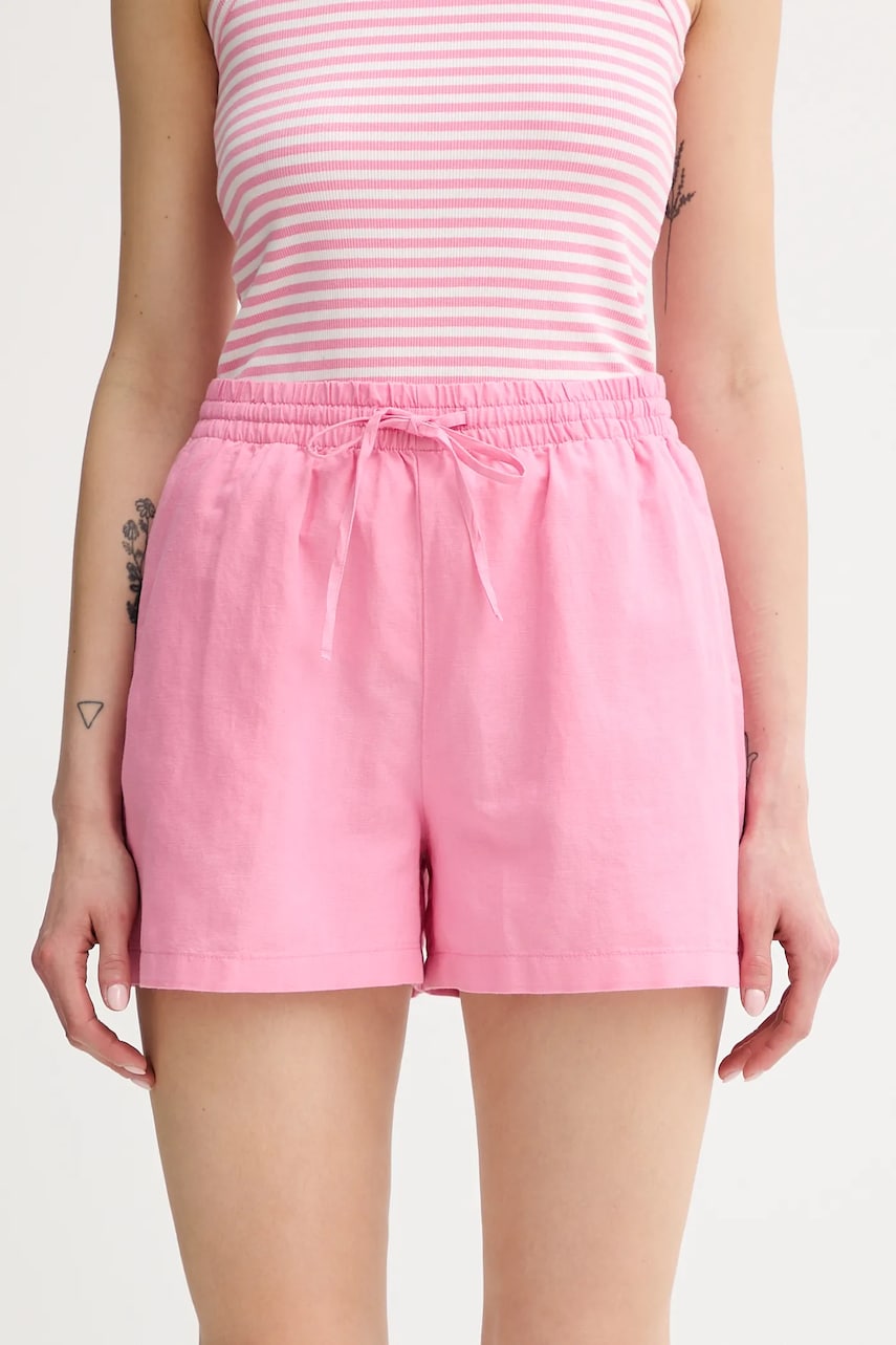 Marc O'Polo pantaloni scurți culoarea roz, uni, high waist, 5000006539