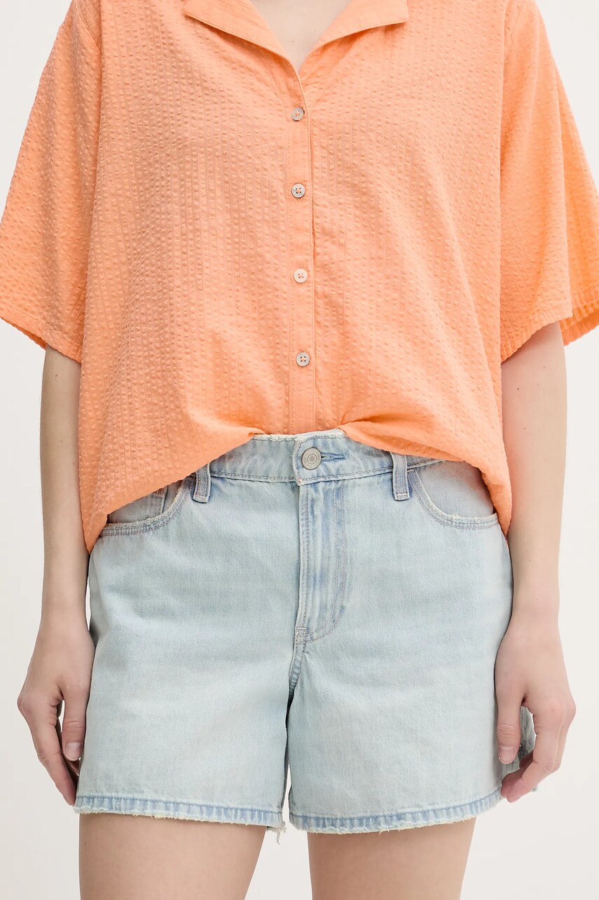 Hollister Co. pantaloni scurți din denim uni, high waist, KI349-5159