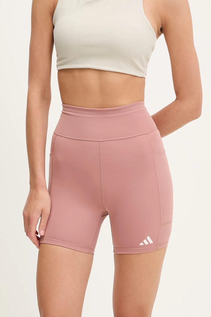 adidas Performance pantaloni scurți de alergare Own The Run culoarea portocaliu, uni, medium waist, JI5666