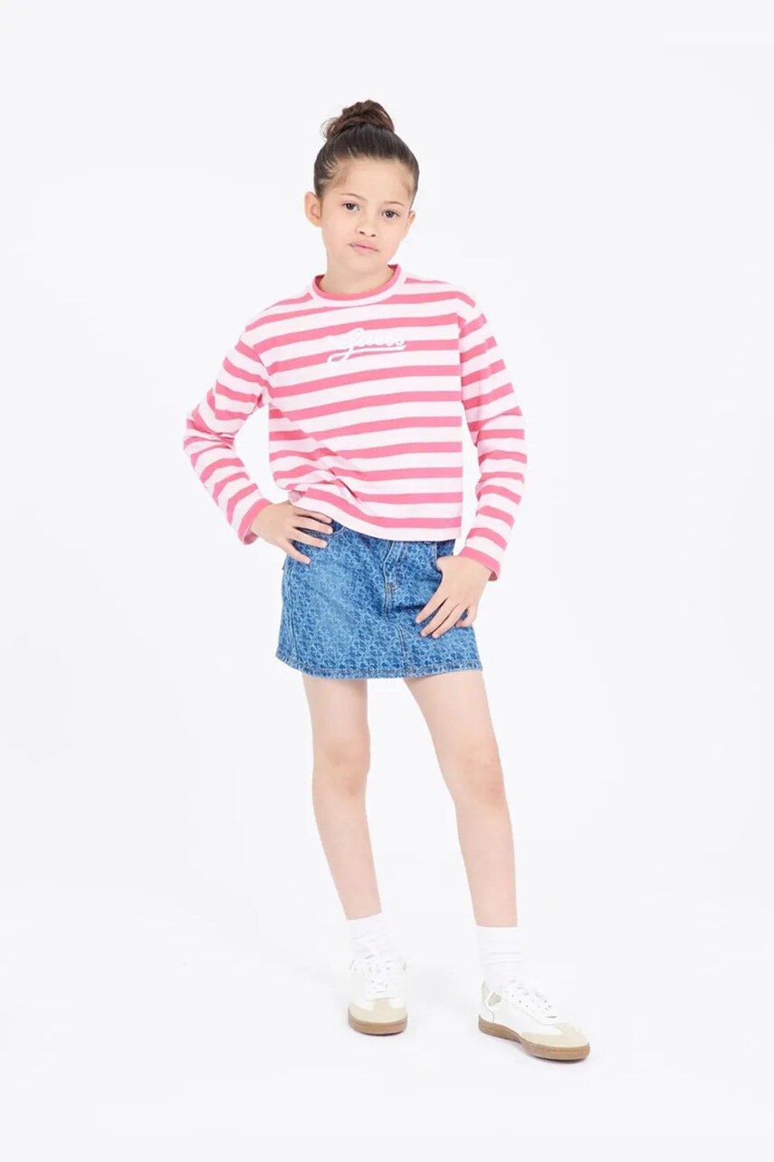 Levně Dětská riflová sukně Guess tmavomodrá barva, mini, J5RD14 D45E0