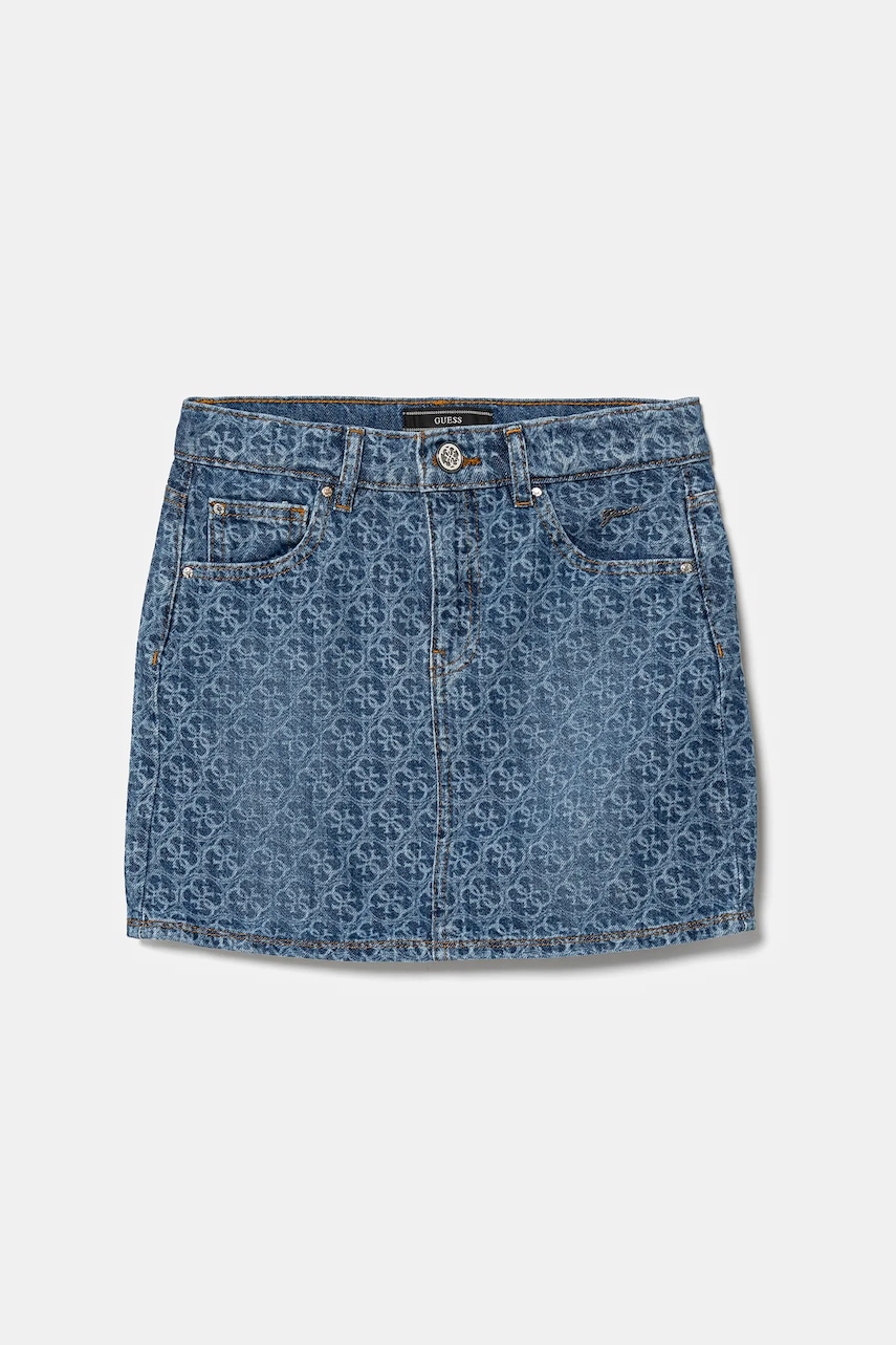 Детская джинсовая юбка Guess цвет синий mini прямая J5RD14 D45E0 Детская джинсовая юбка Guess цвет синий mini прямая J5RD14 D45E0