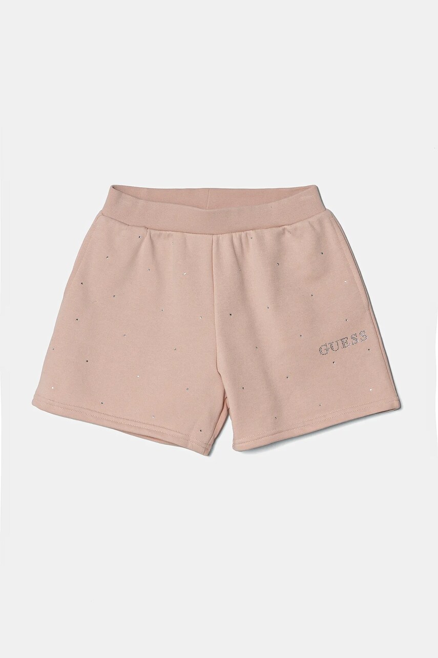 Levně Dětské kraťasy Guess růžová barva, s aplikací, J5RD21 KCLJ0
