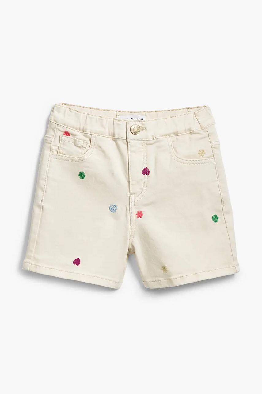 Детские джинсовые шорты Desigual цвет бежевый с узором регулируемая талия 25SGPW03