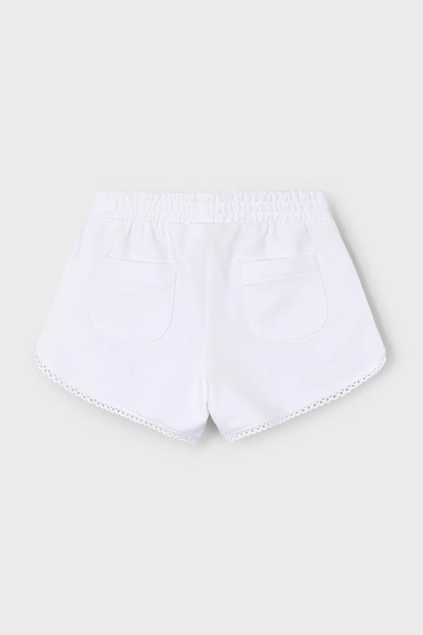 Детские хлопковые шорты Mayoral цвет белый однотонные регулируемая талия 607