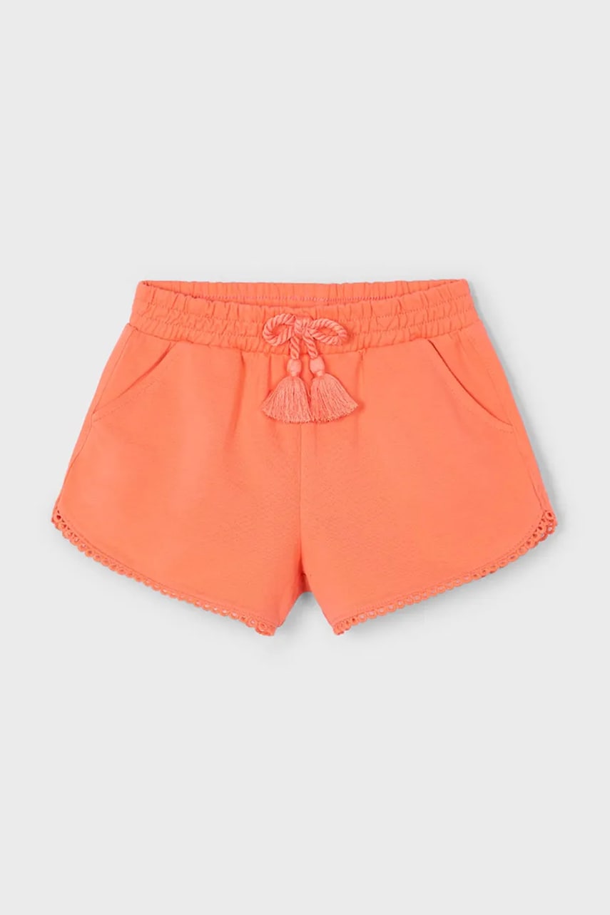 Mayoral pantaloni scurți din bumbac pentru copii culoarea portocaliu, neted, talie reglabila, 607 Mayoral pantaloni scurți din bumbac pentru copii culoarea portocaliu, neted, talie reglabila, 607