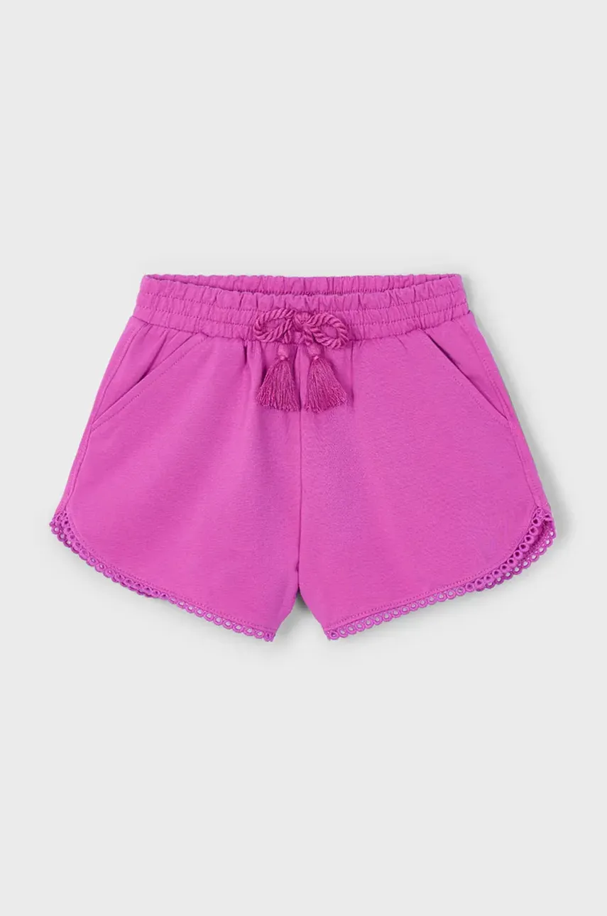 Mayoral pantaloni scurți din bumbac pentru copii culoarea violet, neted, talie reglabila, 607