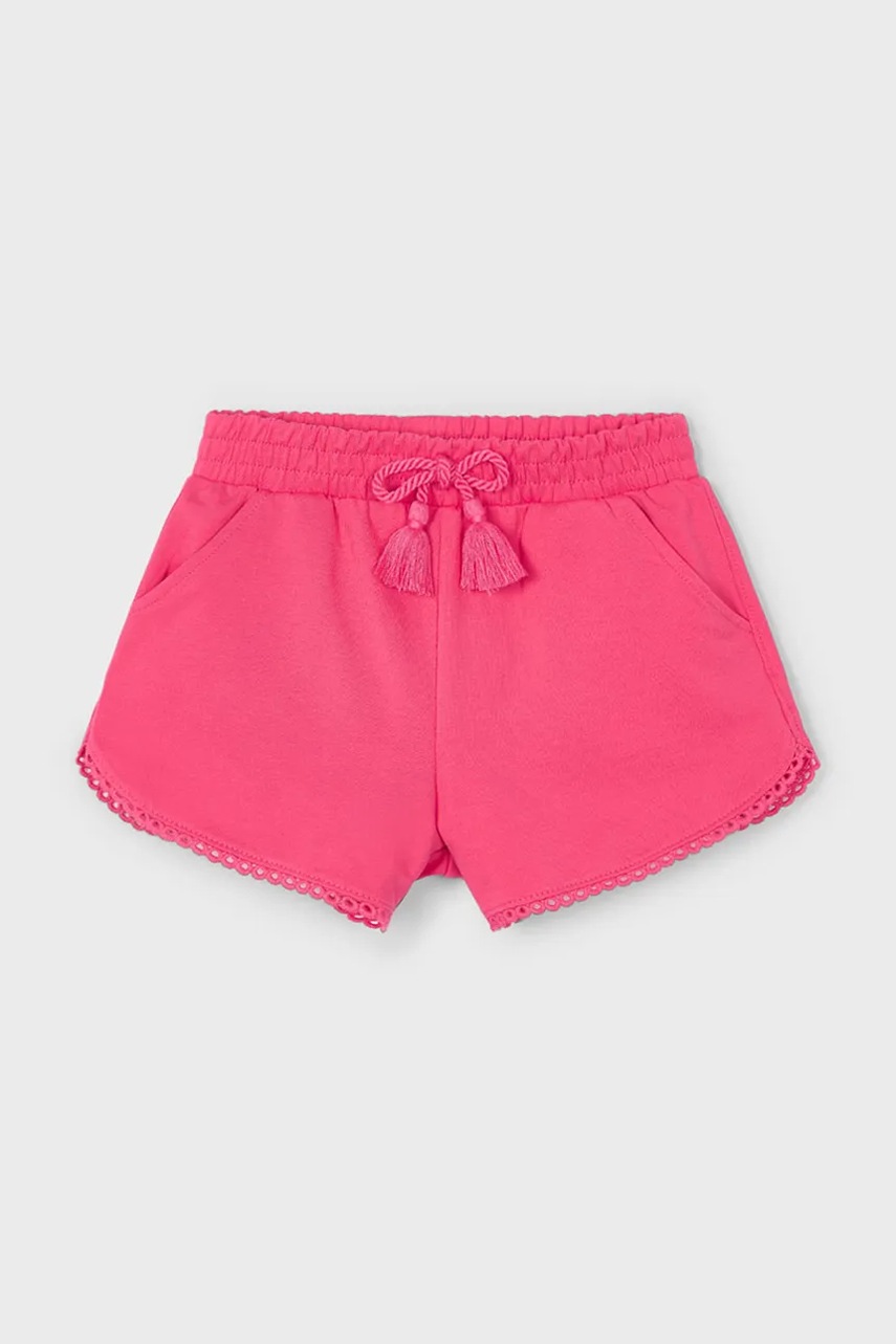 Детские хлопковые шорты Mayoral цвет розовый однотонные регулируемая талия 607