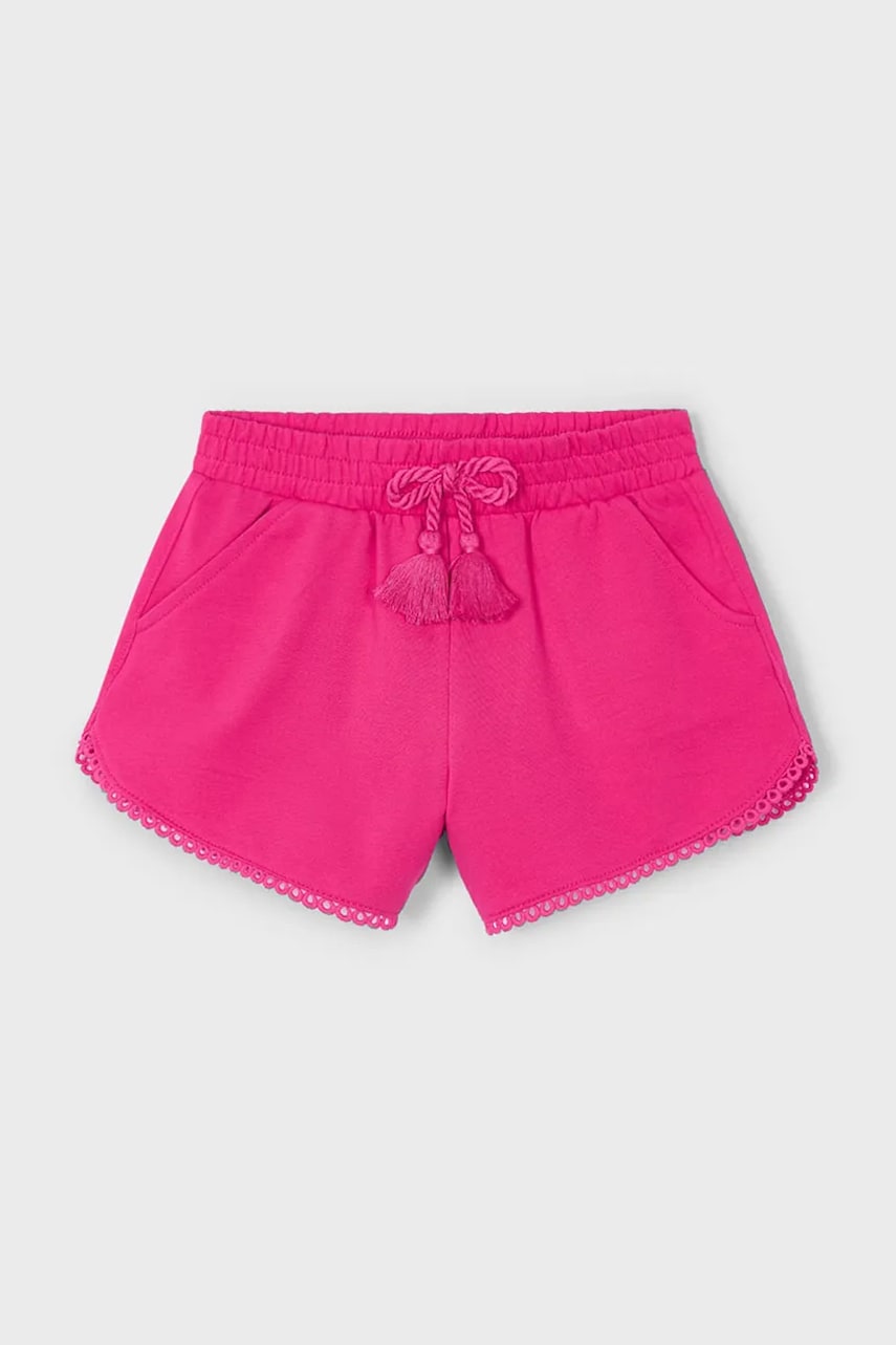 Mayoral pantaloni scurți din bumbac pentru copii culoarea roz, neted, talie reglabila, 607 Mayoral pantaloni scurți din bumbac pentru copii culoarea roz, neted, talie reglabila, 607