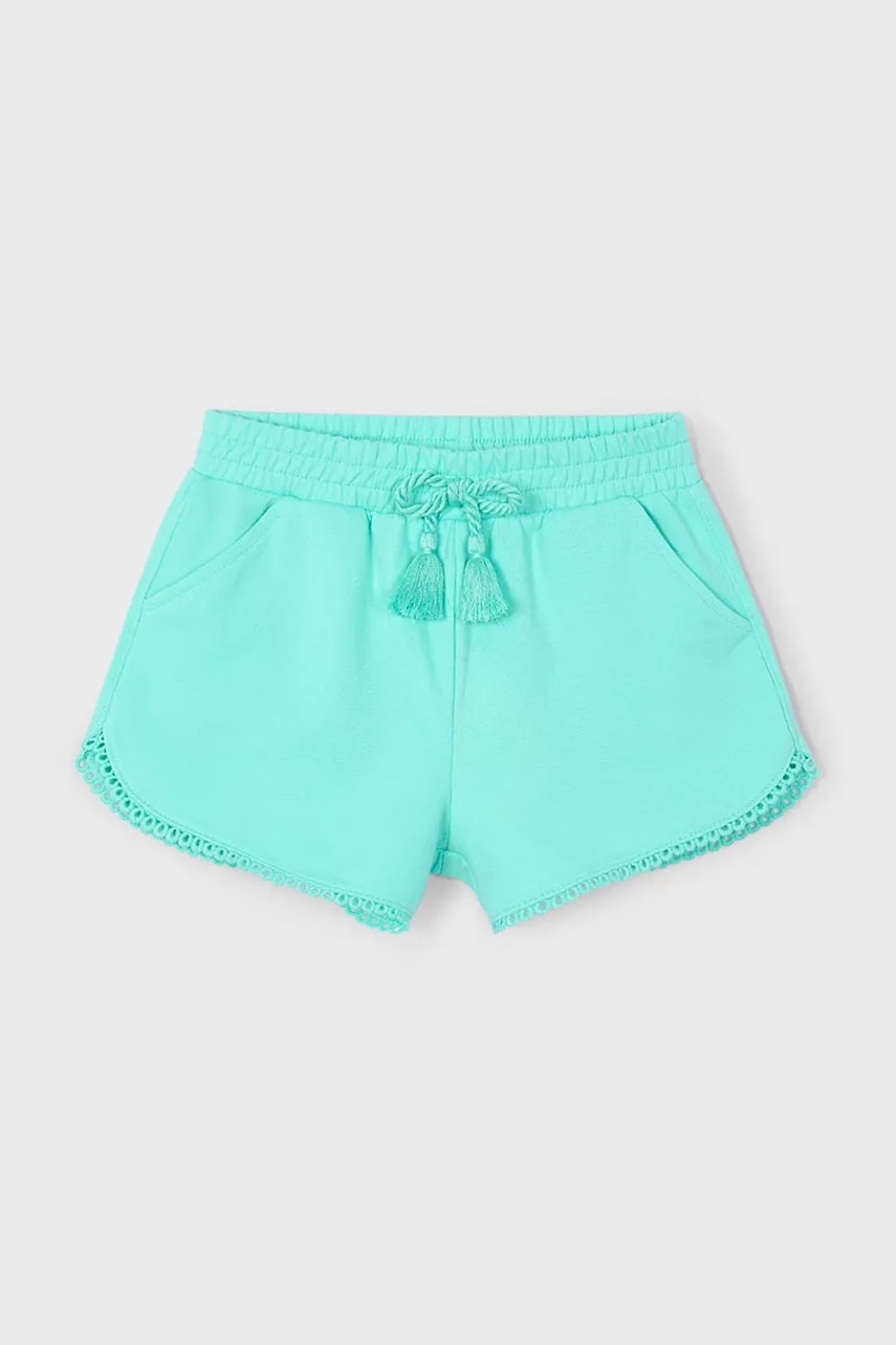 Mayoral pantaloni scurți din bumbac pentru copii culoarea turcoaz, neted, talie reglabila, 607