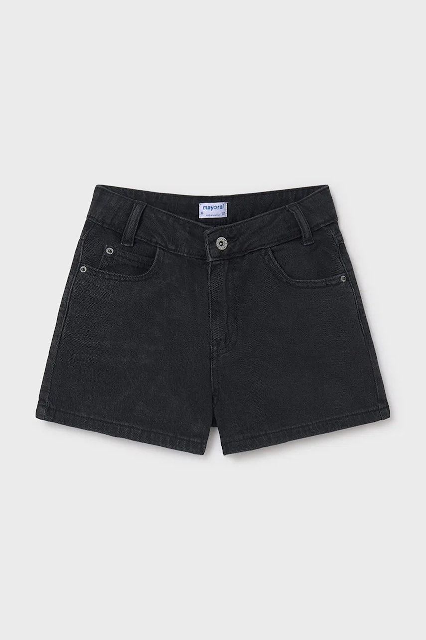 Mayoral pantaloni scurti din denim pentru copii culoarea negru, neted, 6217 Mayoral pantaloni scurti din denim pentru copii culoarea negru, neted, 6217