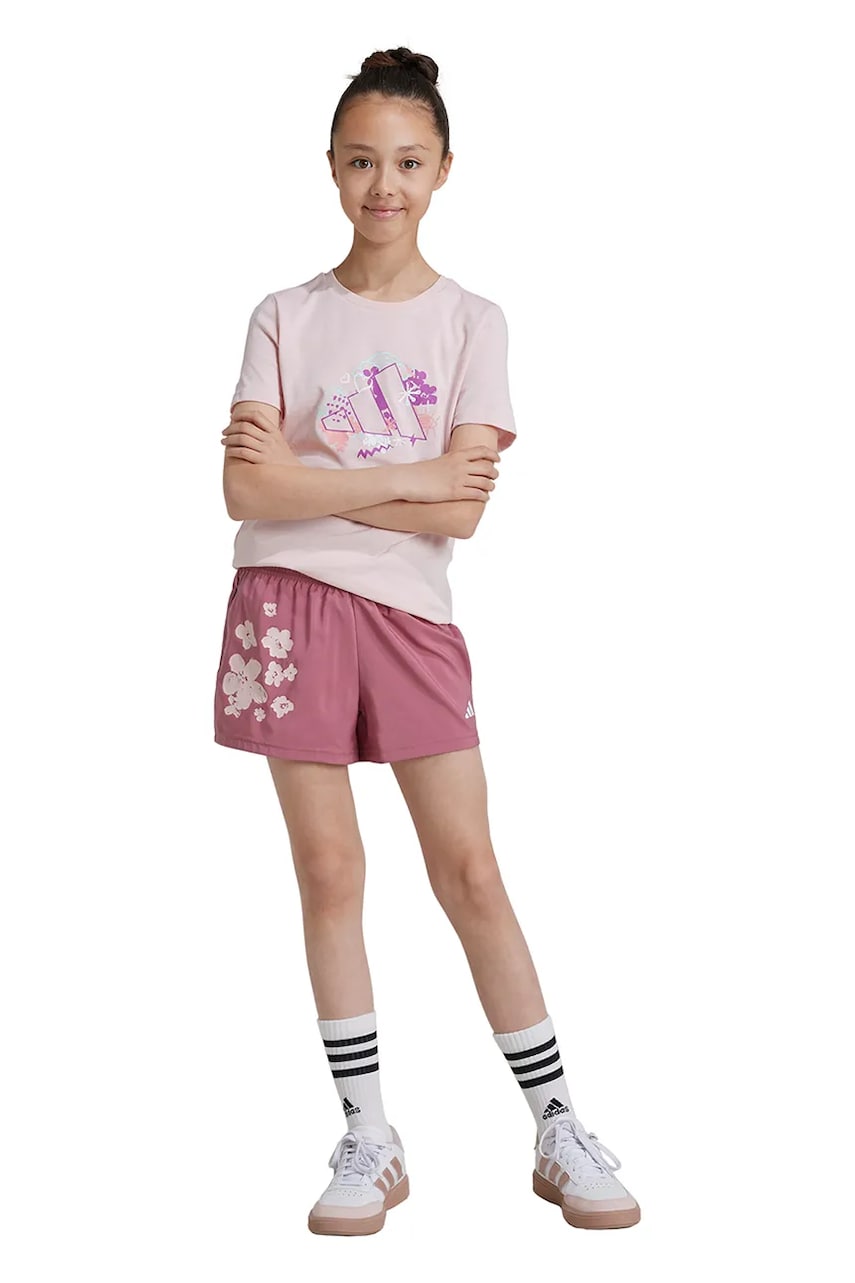 adidas pantaloni scurti copii culoarea rosu, cu imprimeu, talie reglabila, JF3749 adidas pantaloni scurti copii culoarea rosu, cu imprimeu, talie reglabila, JF3749