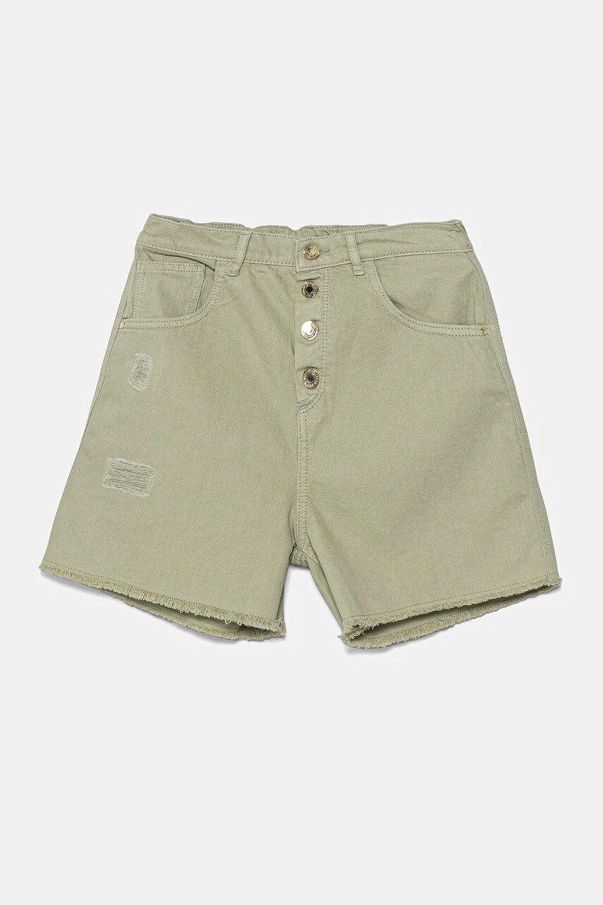 Levně Dětské riflové kraťasy Guess zelená barva, hladké, J5GD29 WH6L0