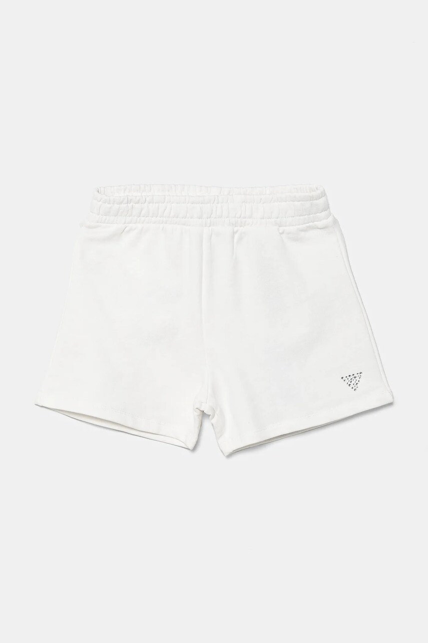 Levně Dětské bavlněné šortky Guess bílá barva, hladké, J5GD38 KCRP0