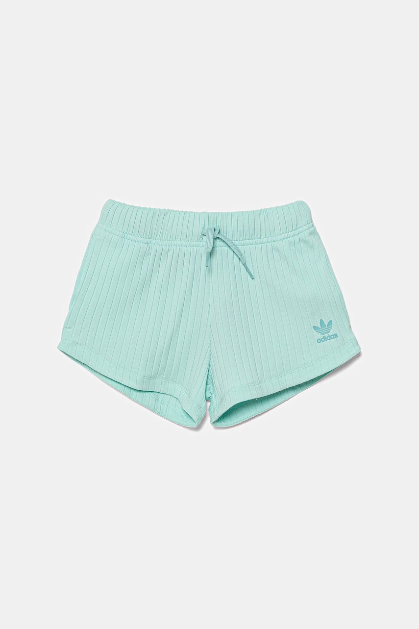 Детские шорты adidas Originals цвет бирюзовый однотонная регулируемая талия JI5798 Детские шорты adidas Originals цвет бирюзовый однотонная регулируемая талия JI5798