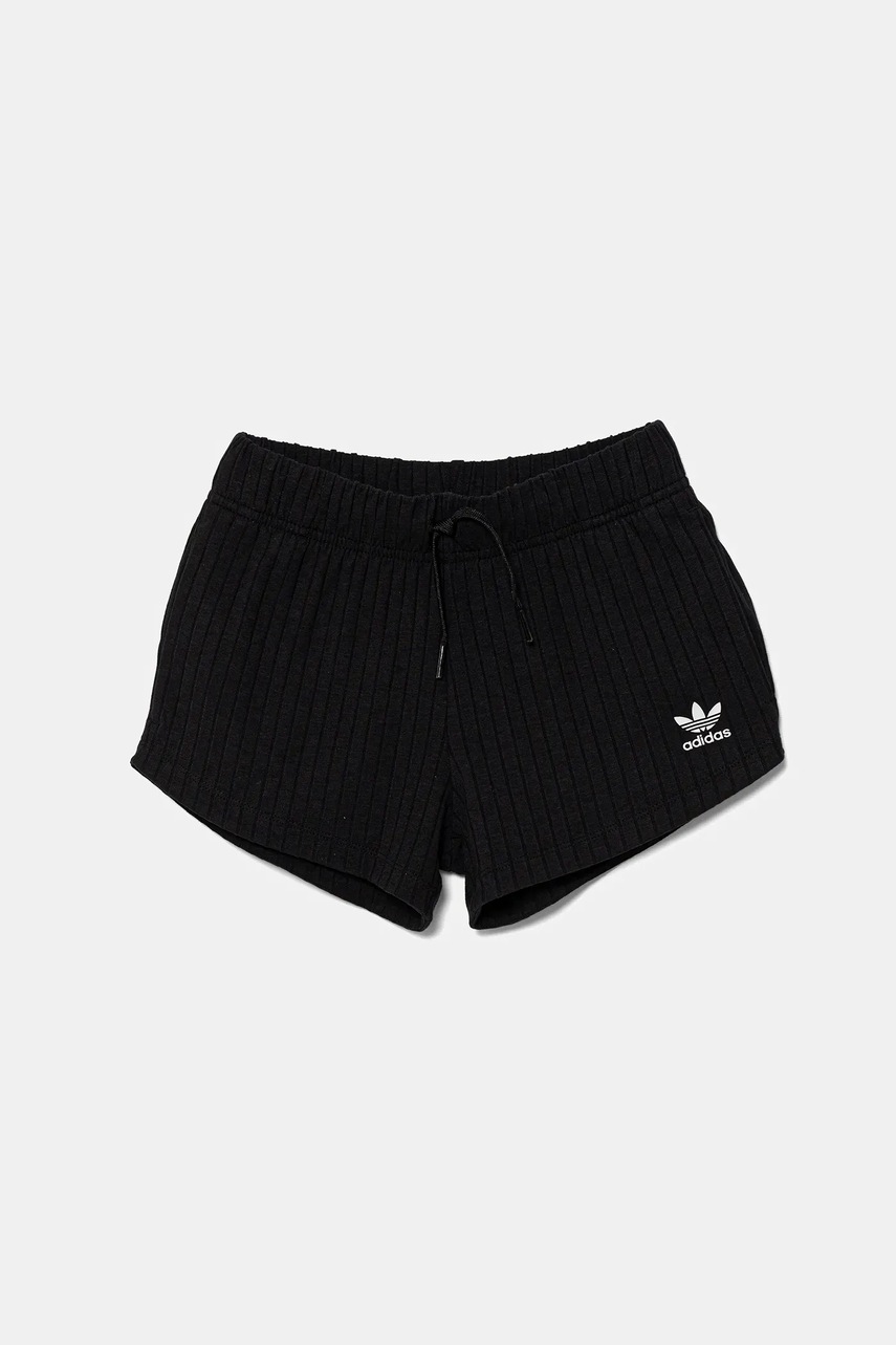 Детские шорты adidas Originals цвет чёрный однотонная регулируемая талия JC8433 Детские шорты adidas Originals цвет чёрный однотонная регулируемая талия JC8433